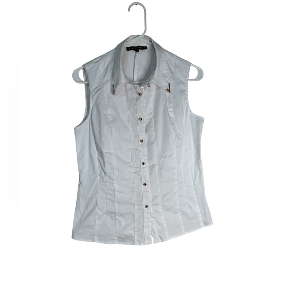 ANTONIO MELANI White Sleeveless Button Down Shirt